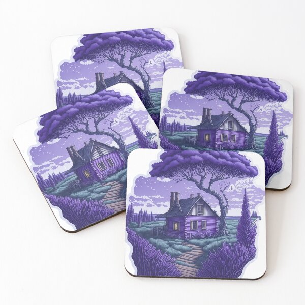 Item preview, rustic cabin in the midst of a lush lavender field. designed and sold by Natcharee.