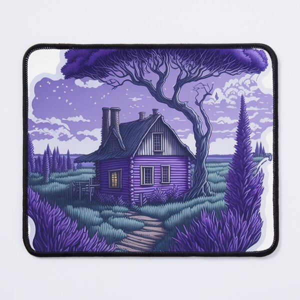 Item preview, rustic cabin in the midst of a lush lavender field. designed and sold by Natcharee.