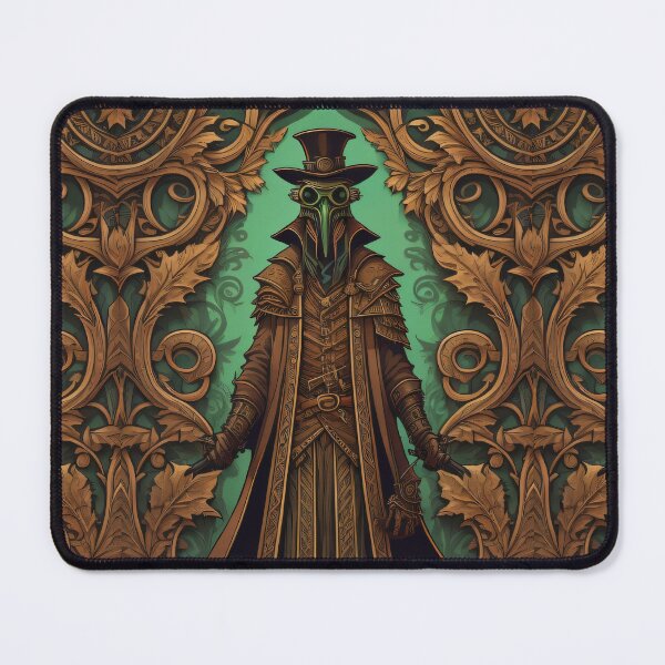 Item preview, Vintage Plague Doctor SCP-049 Halloween Illustration Steampunk Print Pattern Goth designed and sold by CoffeeIsATrip.