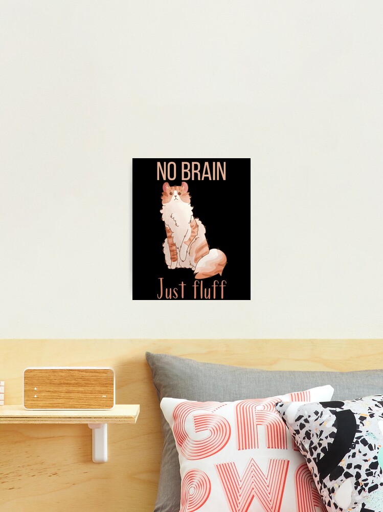 Thumbnail 1 of 3, Photographic Print, No brain, just fluff - Red Bicolor American Curl - Cat lovers Gifts designed and sold by FelineEmporium.