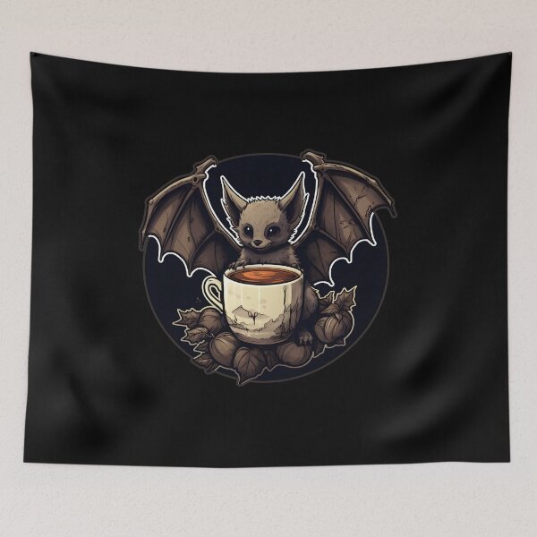 Item preview, Bat with cup of coffee/tea designed and sold by AngelinaBezm.