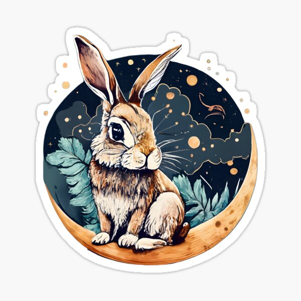 Rabbit of the Moon Sticker for Sale by Ellador