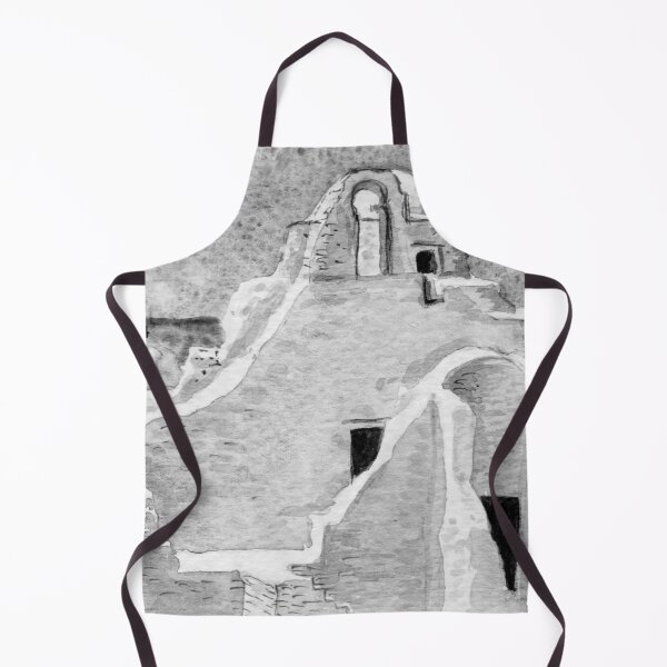Item preview, Mykonos Chapel Greek Island watercolor black and white version designed and sold by Zamen.