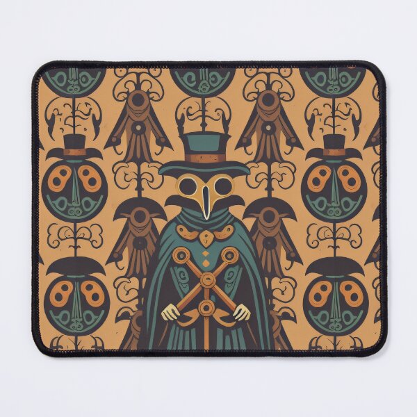Item preview, Vintage Plague Doctor SCP-049 Halloween Illustration Steampunk Print Pattern Goth designed and sold by CoffeeIsATrip.