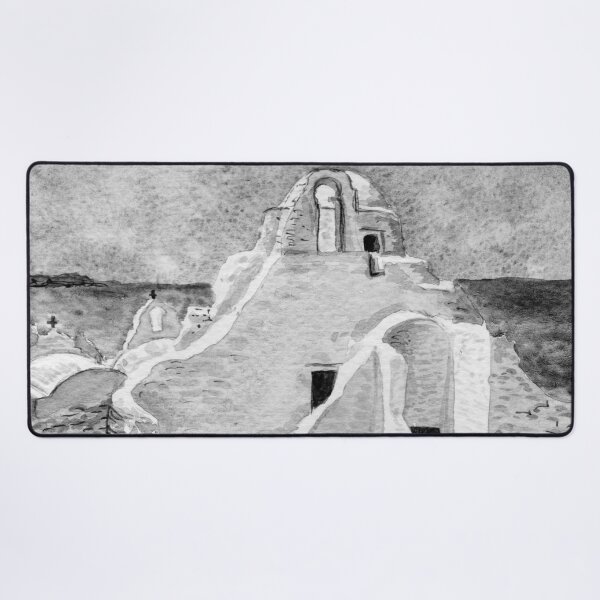 Item preview, Mykonos Chapel Greek Island watercolor black and white version designed and sold by Zamen.