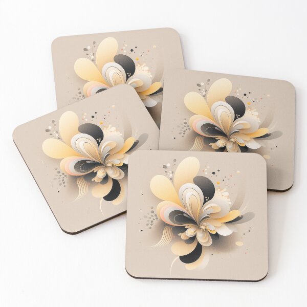 Item preview, Abstract Floral Harmony in Light Black & Beige: Dynamic Lines and Shapes designed and sold by PaintbrushPlace.