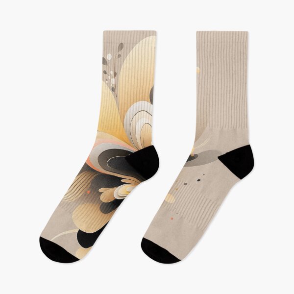 Item preview, Abstract Floral Harmony in Light Black & Beige: Dynamic Lines and Shapes designed and sold by PaintbrushPlace.