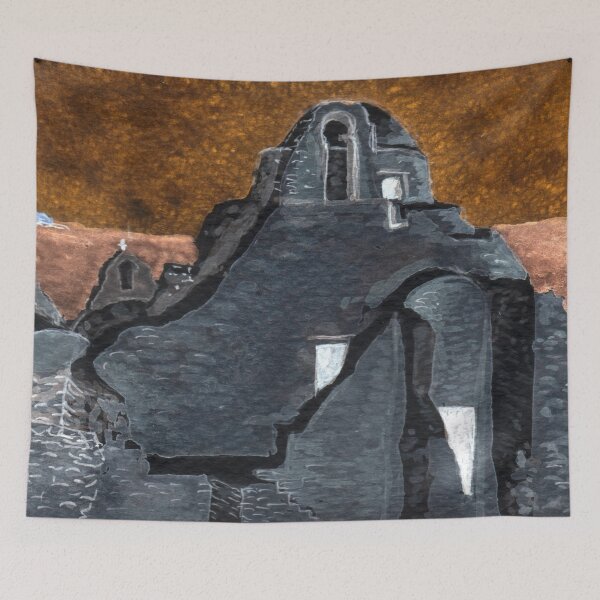 Item preview, Mykonos Chapel Greek Island watercolor gothic style designed and sold by Zamen.