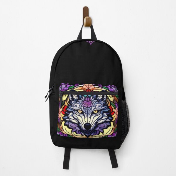 Item preview, Stained glass wolf floral designed and sold by Roxburylane.