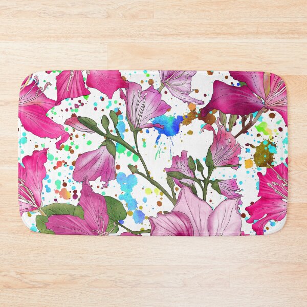 Item preview, Tropical Bauhinia flowers summer print. Blooming Orchid Tree branches. Exotic flowers composition designed and sold by likapix.