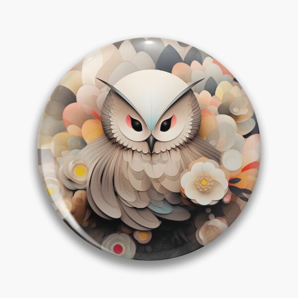 Item preview, Owl & Abstract Floral Harmony: Dynamic Lines in Light Black & Beige designed and sold by PaintbrushPlace.