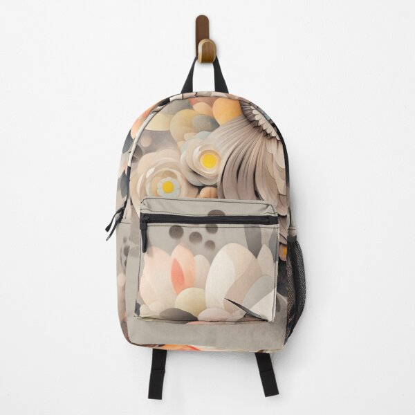 Item preview, Owl & Abstract Floral Harmony: Dynamic Lines in Light Black & Beige designed and sold by PaintbrushPlace.