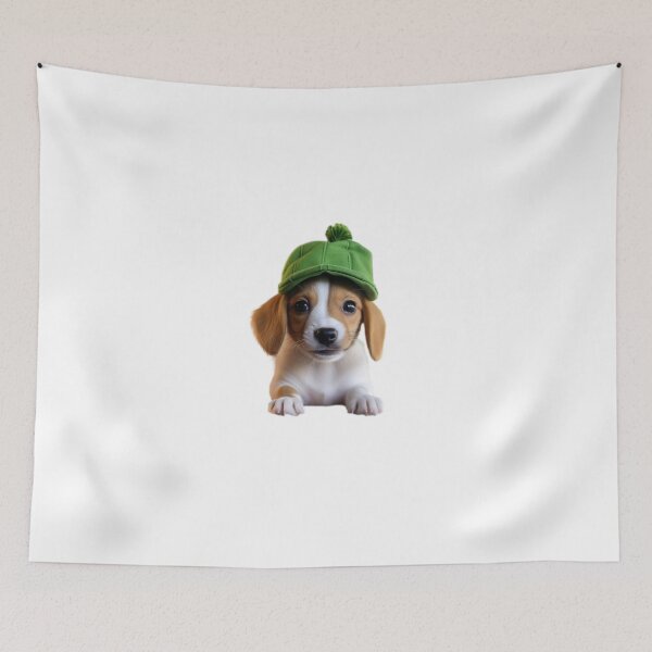 Item preview, Cute puppy with green cap designed and sold by Dreamtodream.