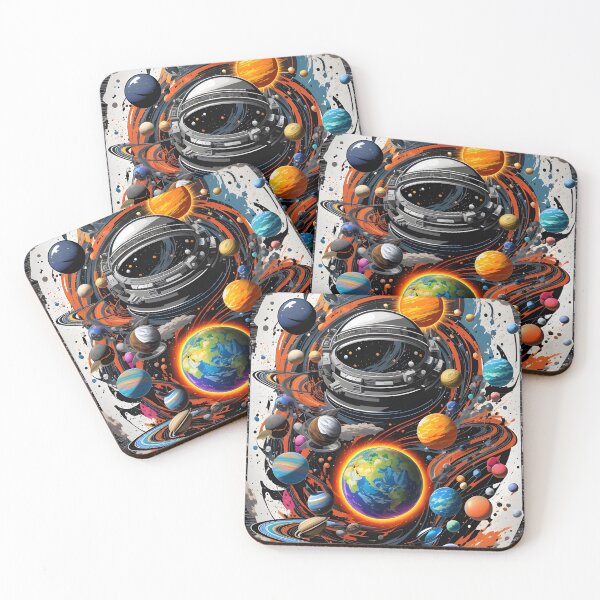 Item preview, Cosmic Graffiti Odyssey: High-Detail, Colorful Solar System Art on a Profoundly Black Canvas designed and sold by ratchawoot.