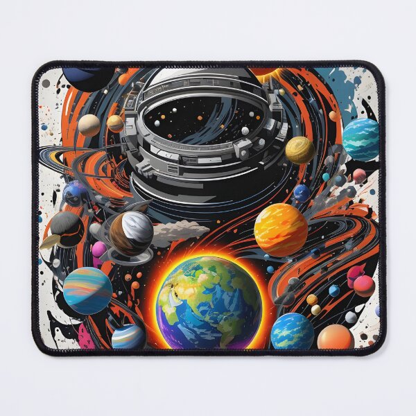 Item preview, Cosmic Graffiti Odyssey: High-Detail, Colorful Solar System Art on a Profoundly Black Canvas designed and sold by ratchawoot.