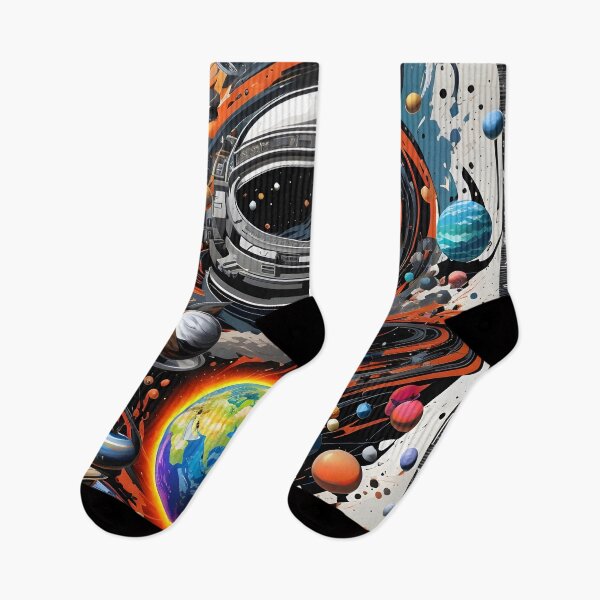 Item preview, Cosmic Graffiti Odyssey: High-Detail, Colorful Solar System Art on a Profoundly Black Canvas designed and sold by ratchawoot.