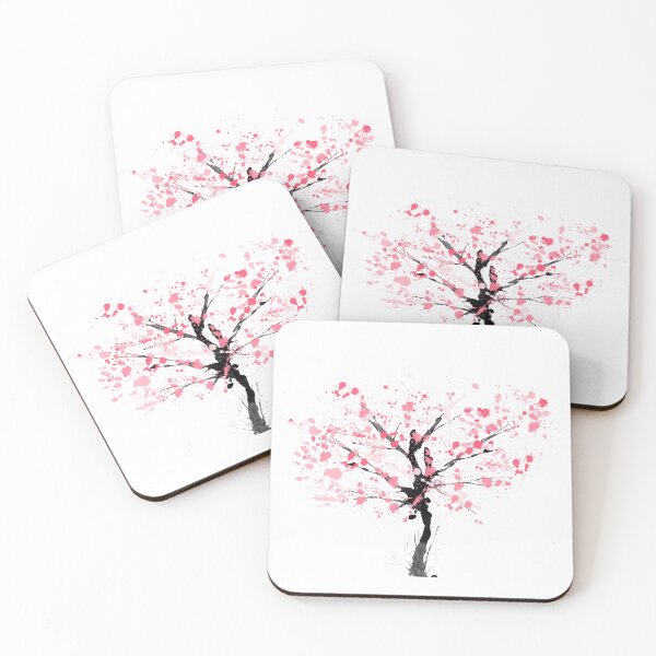 Item preview, Japanese Sakura Tree Pink Petals Ink Spatter Cherry Blossom designed and sold by art-by-el-sid.