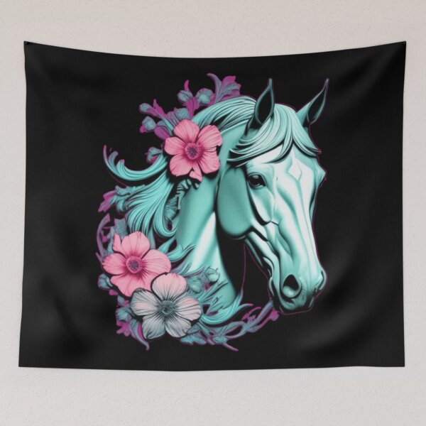 Item preview, Blue horse floral  designed and sold by Roxburylane.