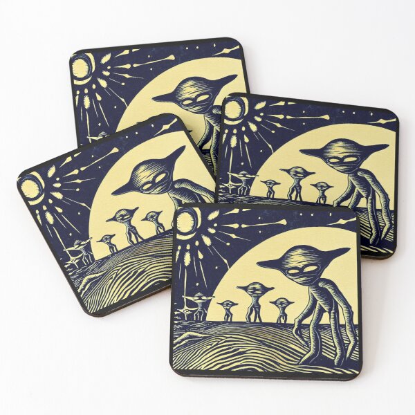 Item preview, SF - Aliens On A Strange Planet Woodcut 2 designed and sold by CrankyOldDude.