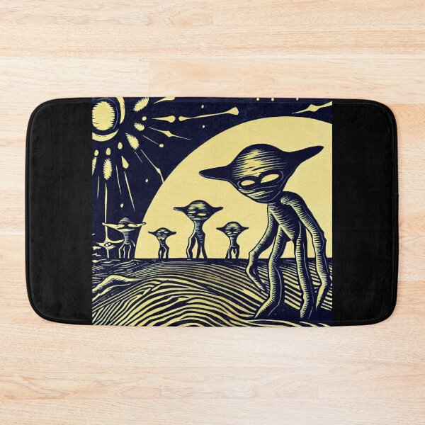 Item preview, SF - Aliens On A Strange Planet Woodcut 2 designed and sold by CrankyOldDude.