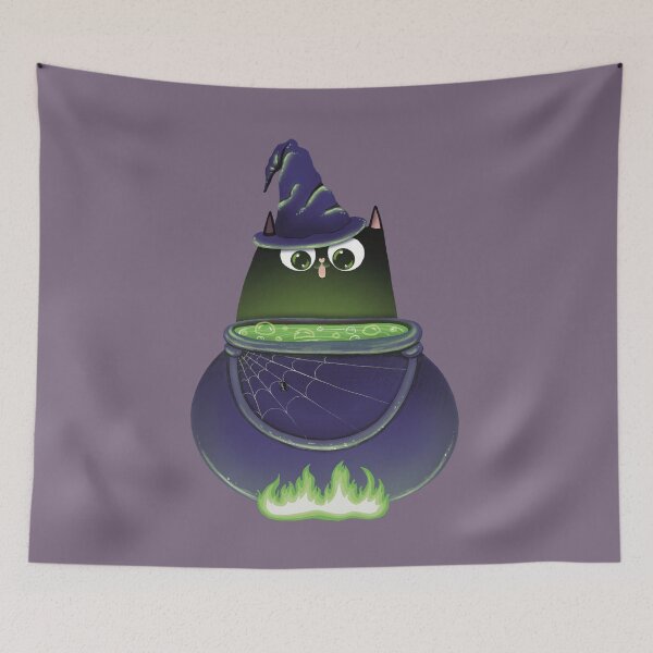 Item preview, Witch Cat Cauldron Potion Print designed and sold by Julia Sol.