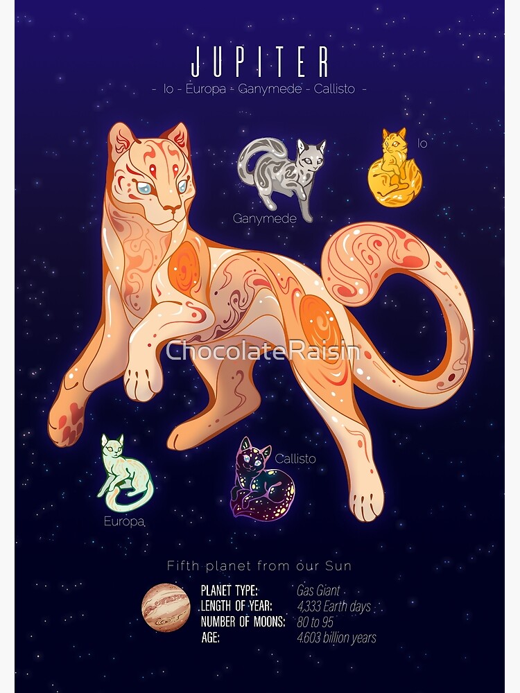 Thumbnail 3 of 3, Photographic Print, Jupiter & Moons Cat Planet designed and sold by ChocolateRaisin.