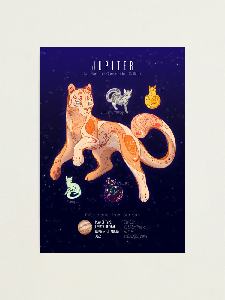 Thumbnail 1 of 3, Photographic Print, Jupiter & Moons Cat Planet designed and sold by ChocolateRaisin.