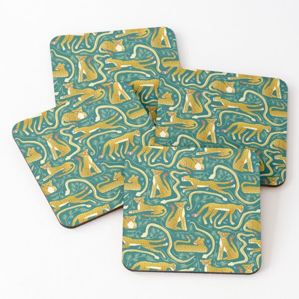 Item preview, Cheetah, Rock Python, and Rooibos Medley | gold, green and blue designed and sold by Ingrid Poole.