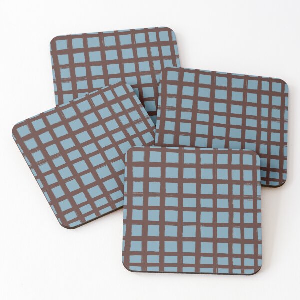 Item preview, Chocolate Brown and Blue Grid in Freehand Sketch  designed and sold by OneThreeSix.