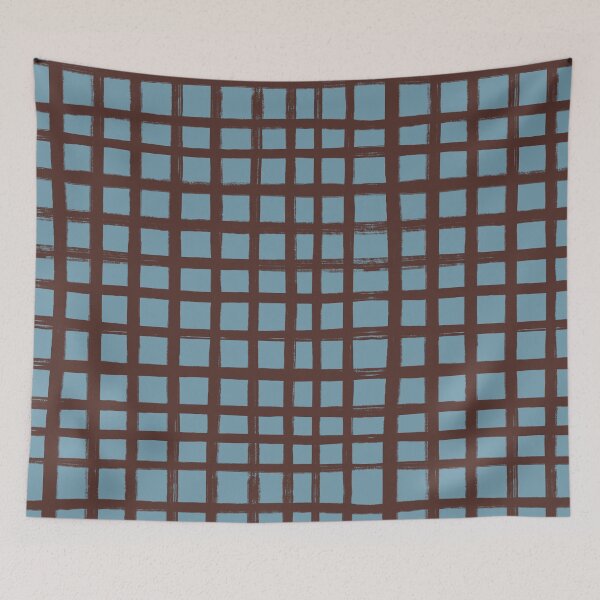 Item preview, Chocolate Brown and Blue Grid in Freehand Sketch  designed and sold by OneThreeSix.