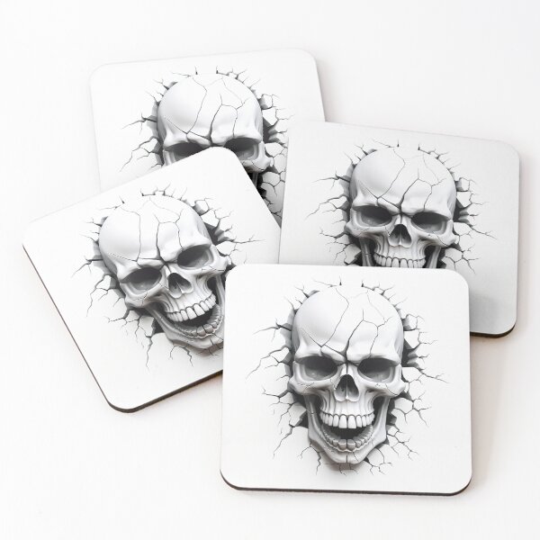 Item preview, Skull, broken wall, black and white artwork designed and sold by silent-violin.