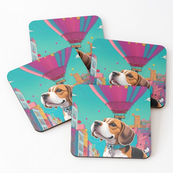Item preview, beagle in a whimsical cityscape designed and sold by purrfect pattern.