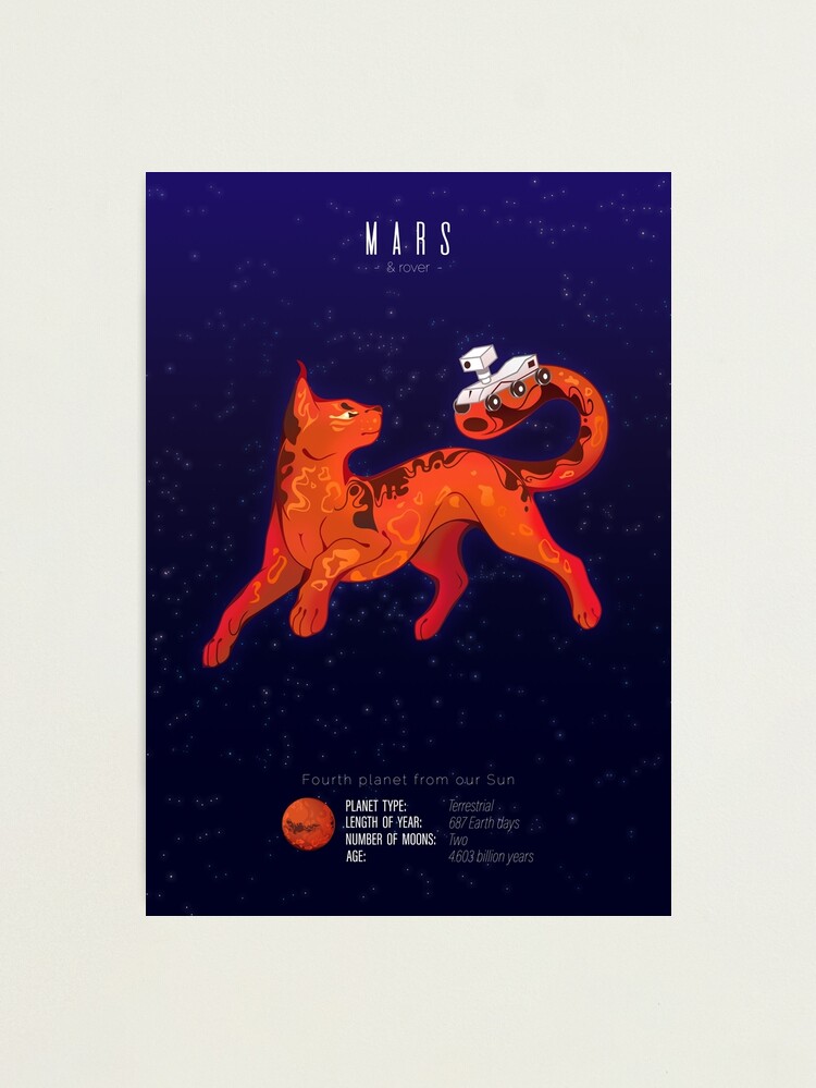 Thumbnail 1 of 3, Photographic Print, Mars (and rover) Cat Planet designed and sold by ChocolateRaisin.