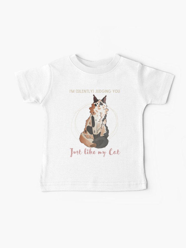 Thumbnail 1 of 2, Baby T-Shirt, I’m judging you - Calico Maine Coon cat - Gifts for cat lovers designed and sold by FelineEmporium.