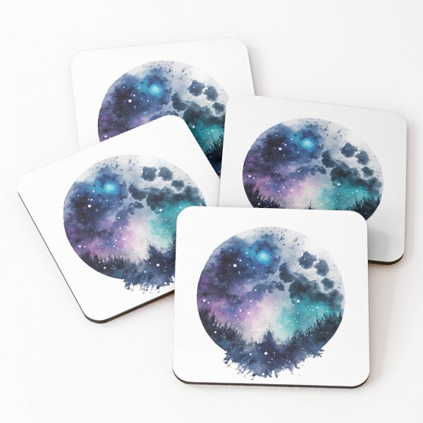 Item preview, Full Moon Silhouette Landscape in Watercolor designed and sold by StephanieWard.
