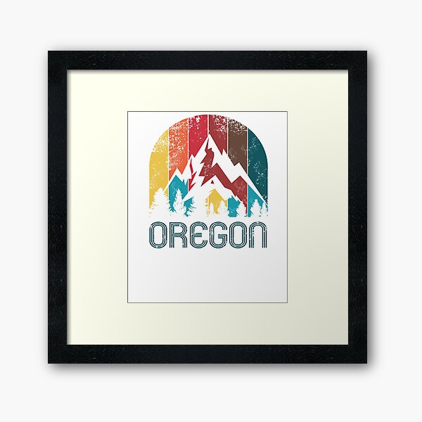 Retro Oregon Hoodie for Men Women and Kids Framed Art Print
