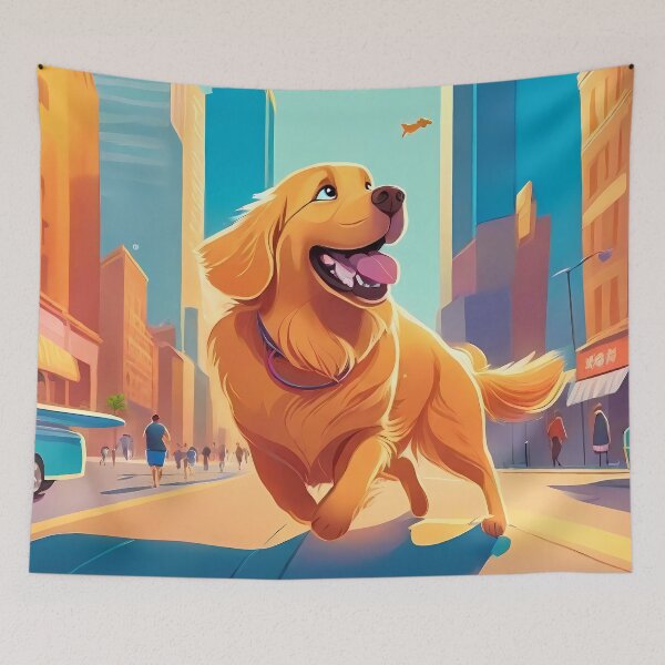 Item preview, Golden Retriever Urban Landscape designed and sold by purrfect pattern.