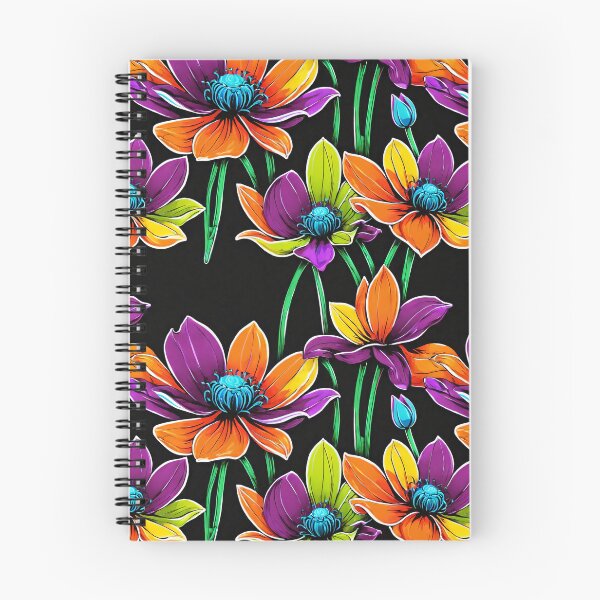 Aperçu de l'œuvre Fleurs sauvages abstraites, couleurs vives, motif répétitif créée et vendue par Image-Caption.