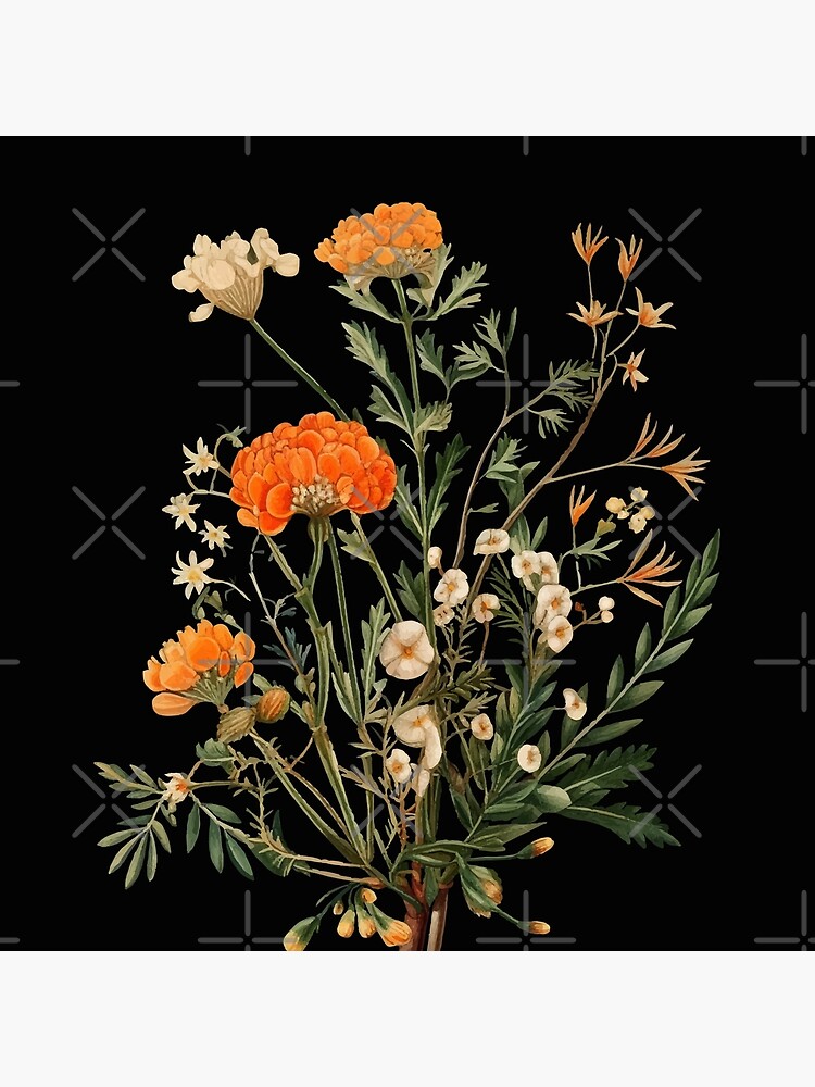 Thumbnail 4 of 4, Pillow, Vintage orange wildflowers designed and sold by Enyr.