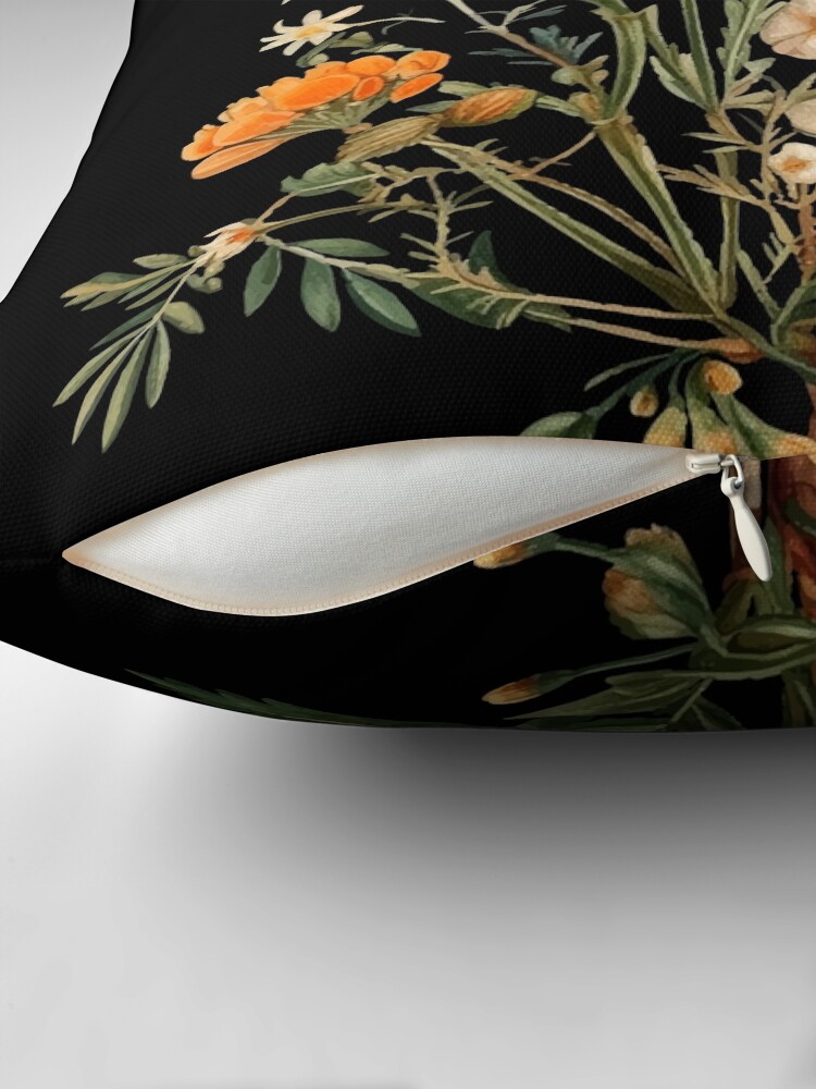 Thumbnail 2 of 4, Pillow, Vintage orange wildflowers designed and sold by Enyr.