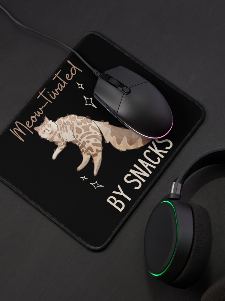 Thumbnail 4 of 5, Mouse Pad, Meow-tivated by snacks - cashmere bengal cat longhair - Gifts for cat lovers designed and sold by FelineEmporium.