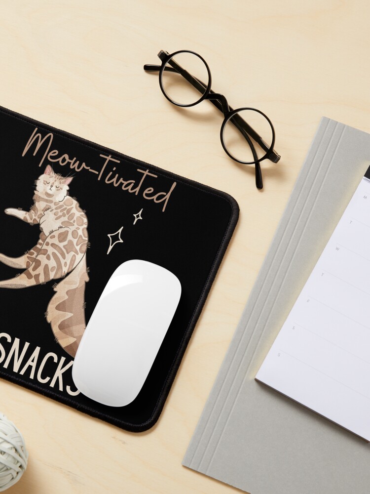 Thumbnail 3 of 5, Mouse Pad, Meow-tivated by snacks - cashmere bengal cat longhair - Gifts for cat lovers designed and sold by FelineEmporium.