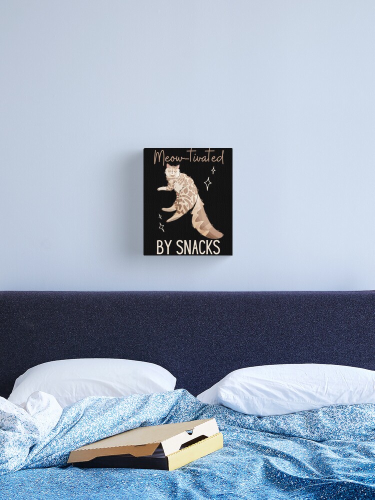 Thumbnail 1 of 3, Canvas Print, Meow-tivated by snacks - cashmere bengal cat longhair - Gifts for cat lovers designed and sold by FelineEmporium.