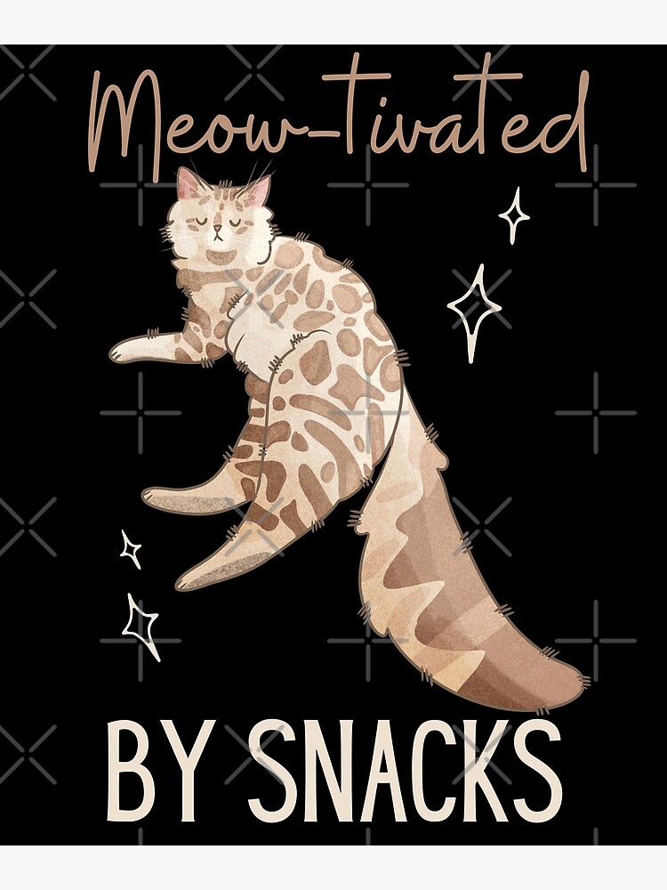 Thumbnail 3 of 3, Canvas Print, Meow-tivated by snacks - cashmere bengal cat longhair - Gifts for cat lovers designed and sold by FelineEmporium.