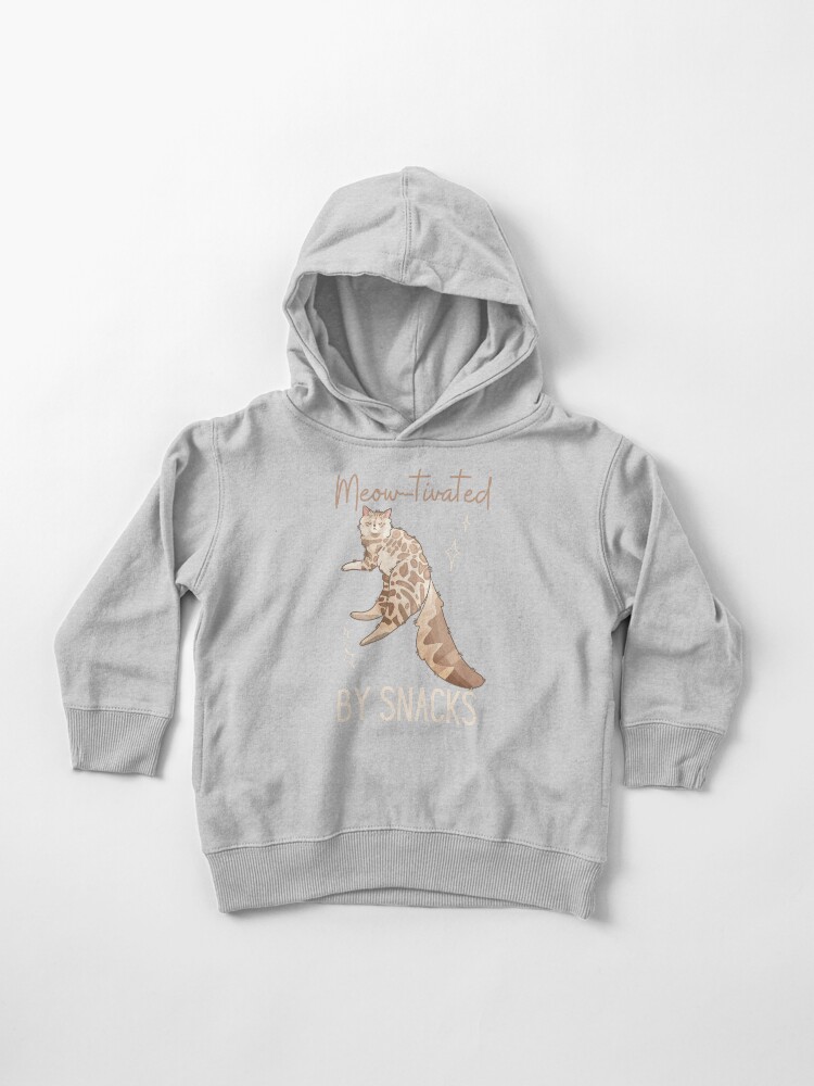 Thumbnail 1 of 5, Toddler Pullover Hoodie, Meow-tivated by snacks - cashmere bengal cat longhair - Gifts for cat lovers designed and sold by FelineEmporium.