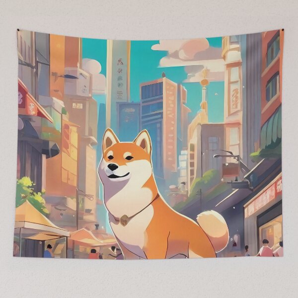 Item preview, Shiba Inu Urban Landscape designed and sold by purrfect pattern.