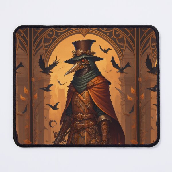 Item preview, Vintage Plague Doctor SCP-049 Halloween Illustration Steampunk Print Pattern Goth designed and sold by CoffeeIsATrip.