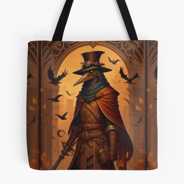 Item preview, Vintage Plague Doctor SCP-049 Halloween Illustration Steampunk Print Pattern Goth designed and sold by CoffeeIsATrip.