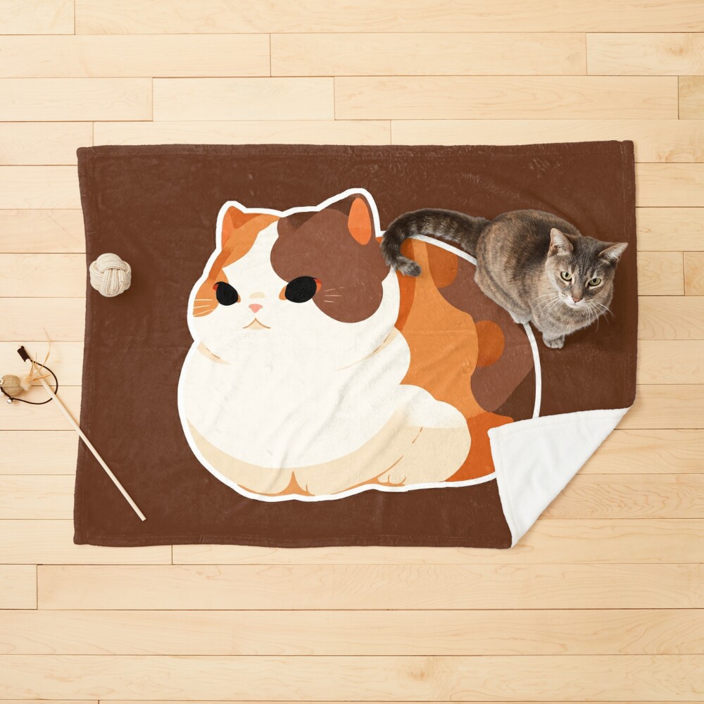 Funny calico cat rug for bedside