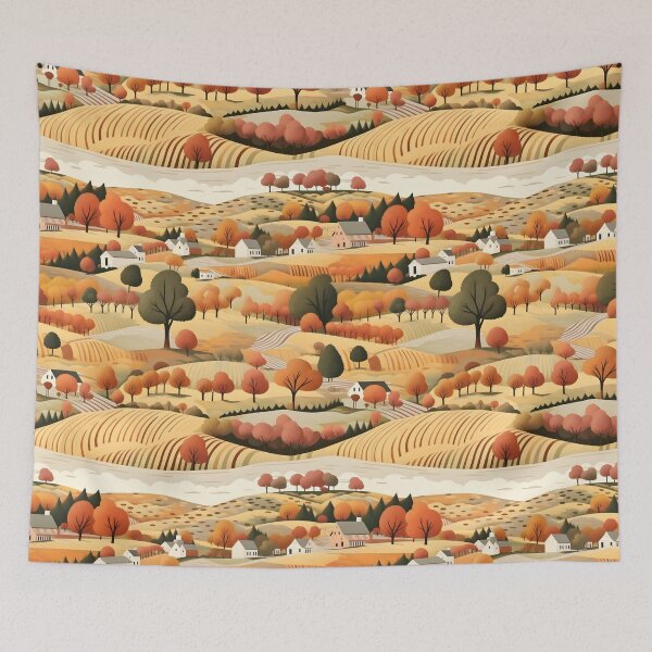 Item preview, Patrón de pintura de campos de otoño inspirado en Grant Wood designed and sold by TheHudge.